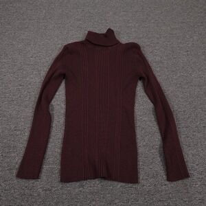 It's Our Time Sweater Womens L Red Rayon Blend Ribbed Tight Knit Pullover Y2K